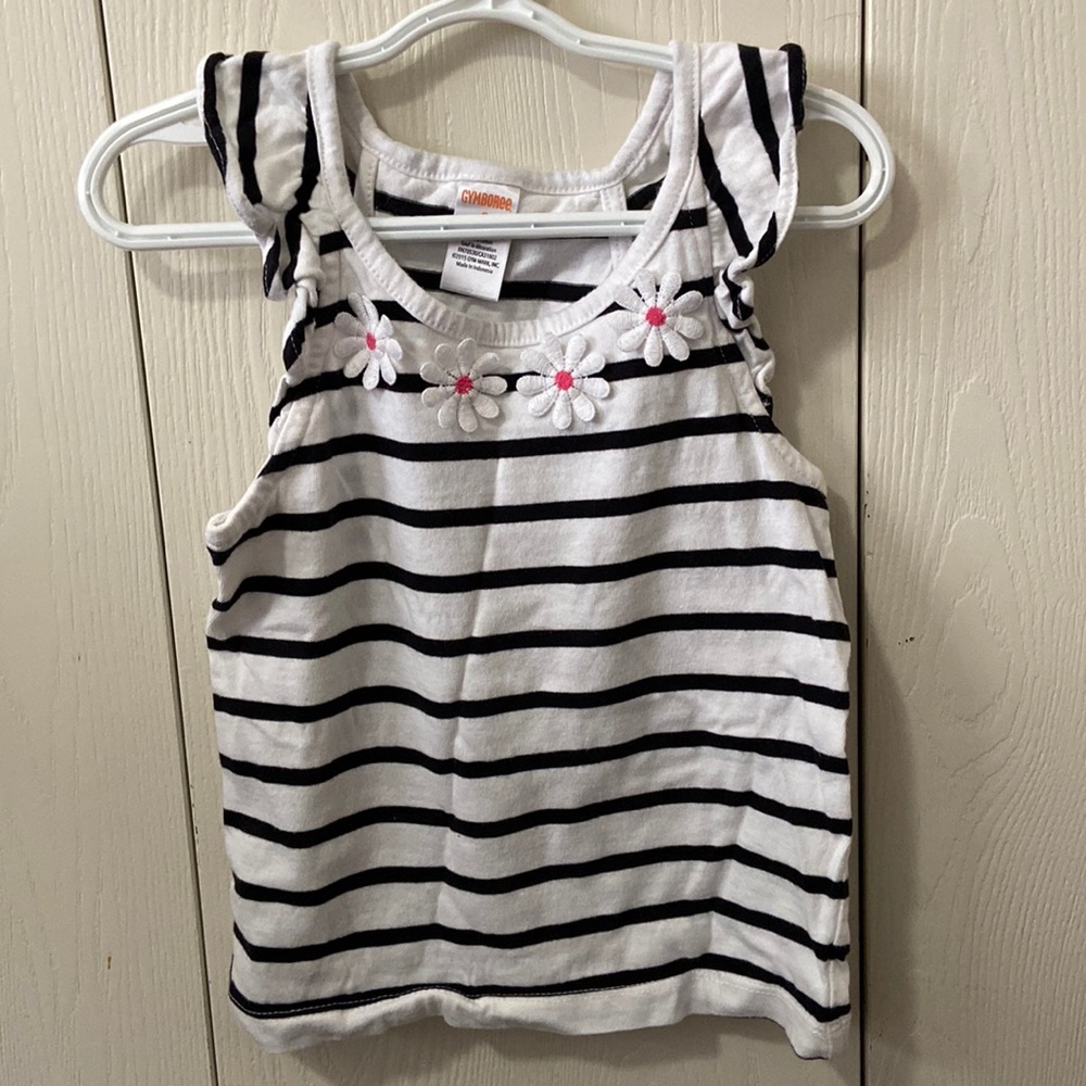 Gymboree Daisy Park White & Black Striped Tank Top